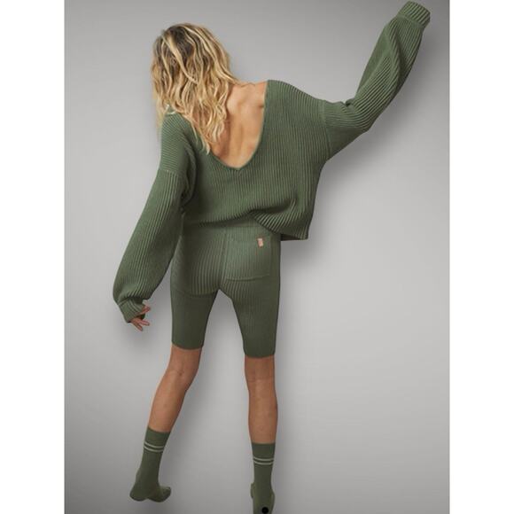 lunya Sweaters - Lunya Reversible Sweater Organic Cotton Silk Pullover Green Small Oversized